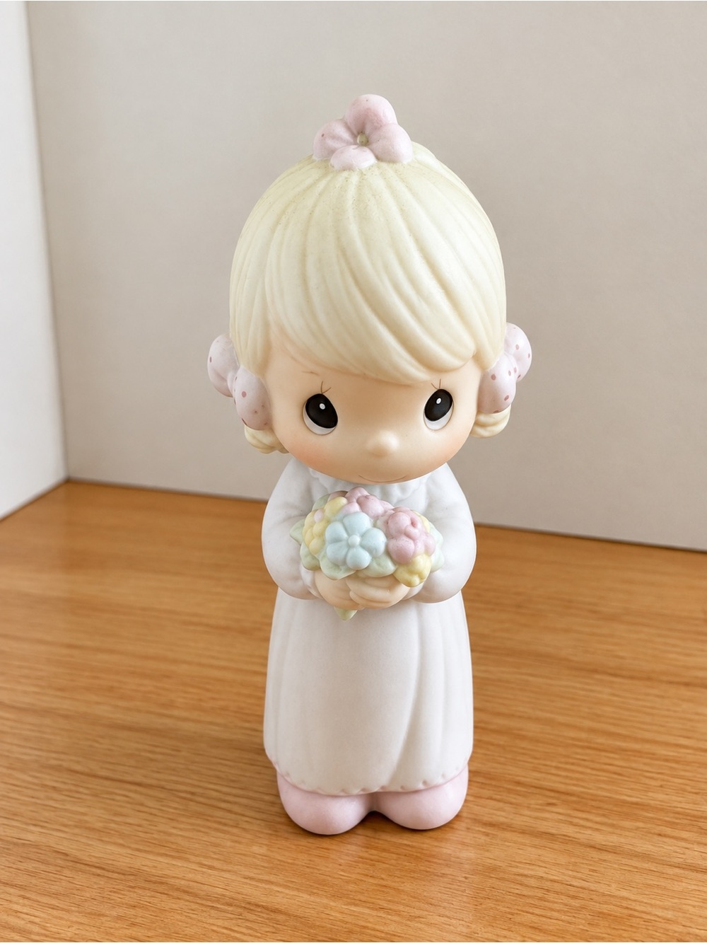 Vintage 1983 Precious Moments Enesco Bridesmaid Figurine White Pink E-2831